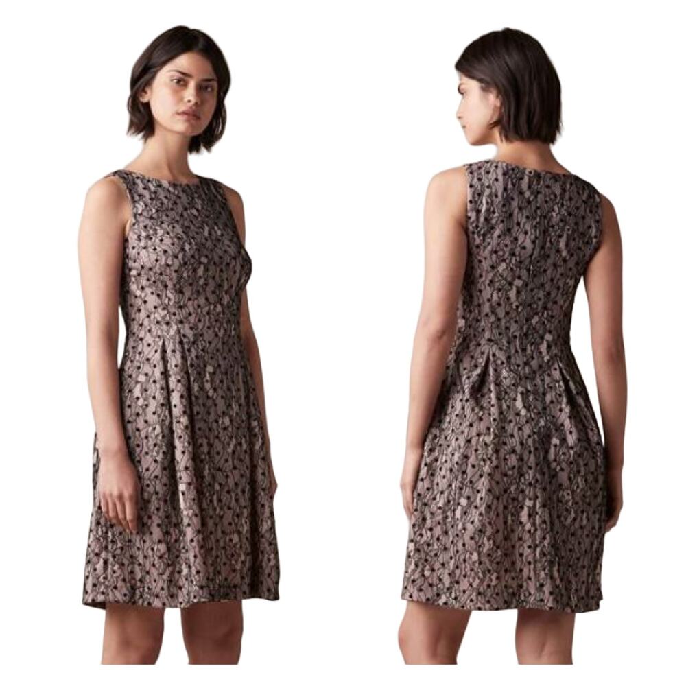 JW JASON WU Black Lace Overlay Pink Sleeveless Fit & Flare Dress S  NWT